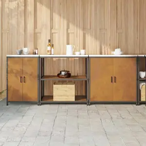 Virtuves uzglabāšanas komplekts VidaXL 3 daļas rūsas krāsā 210 x 50 x 92 cm