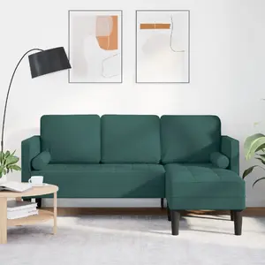 L-shaped 3-seater sofa VidaXL model 42001917, dark green fabric, 160 cm