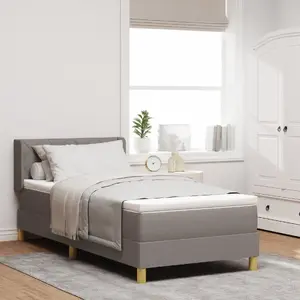 Gulta ar veļas kasti un matraci VidaXL 90 x 200 cm, apšuvuma audums taupe krāsā
