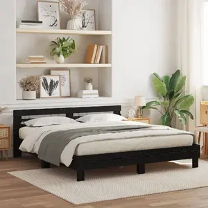 Каркас кровати VidaXL 200 x 200 см Черный дуб Массив дерева