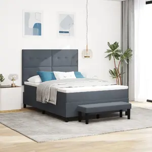 Кровать с пружинным матрасом и скамьей VidaXL 160x200 см темно-серый бархат