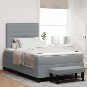 Кровать Box spring с матрасом и скамьей VidaXL 120x200 см светло-серый ткань