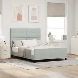 Кровать VidaXL Aksamit 140x190 см, светло-серая, обивка из ткани, размер матраса 140×190