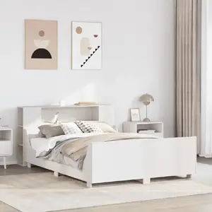 Gultas rāmis VidaXL 3323768, balts, priedes masīvkoks, 140x200 cm, bez matracis