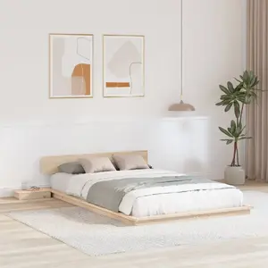 Платформенная кровать с прикроватными тумбами VidaXL 120x200 см массив дерева