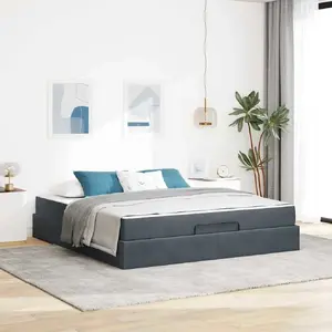 Gultas rāmis VidaXL 180 x 200 cm tumši pelēks samta