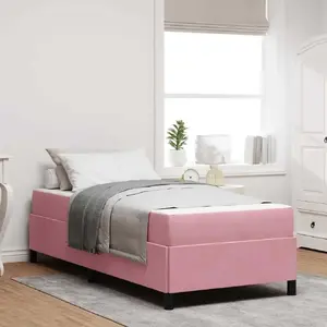 Каркас кровати VidaXL 3399047 велюр розовый и белый 100 x 200 см
