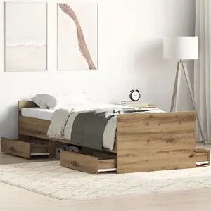 Кровать VidaXL каркас Artisan Oak 75x190 см (без матраса)