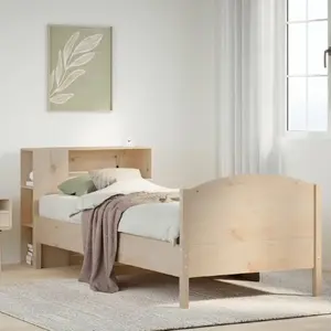 Кровать с полкой VidaXL модель 3323089, сосна, 75x190 см, без матраса