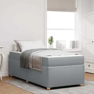 Кровать с матрасом VidaXL 90 x 190 см светло-серая ткань