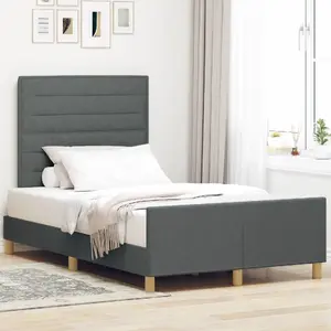 Каркас кровати VidaXL 120x200 см тёмно-серый ткань — ламели, односпальная, обитая