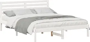 Каркас кровати с изголовьем VidaXL 160 x 200 см Белая Массовая сосна