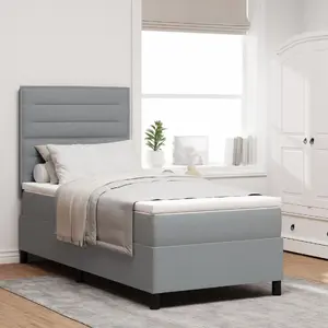 Каркас кровати с матрасом VidaXL 100 x 200 см светло-серый ткань