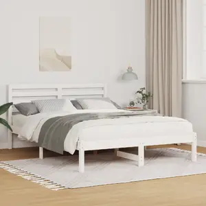 Каркас кровати с изголовьем VidaXL 120 x 200 см массив сосны белый
