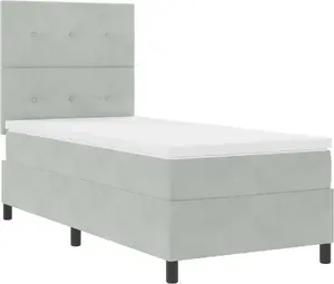 Кровать VidaXL континентальная с матрасом 80x200 см светло-серая бархат