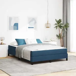 Кровать VidaXL пружинная в синей ткани 140 x 200 см