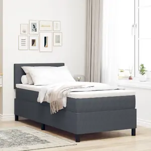 Кровать Box Spring с матрасом и LED‑лампой VidaXL 90x200 см тёмно‑серый вельвет