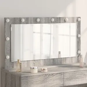 Kosmētikas spogulis VidaXL 100 x 55 x 18 cm Pelēks Sonoma — Šķiedru plātne un stikls