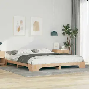 Каркас кровати VidaXL модель 872929, коричневый, массив сосны, размер 200 x 220 см