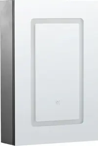 Настенный шкаф для ванной с LED-зеркалом Beliani CONDOR 40 x 60 см черный