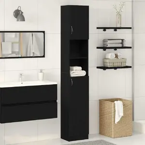Vannas istabas skapis VidaXL modelis 862015, melnā ozola apdare, 32×25,5×190 cm