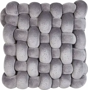 Decorative knot cushion Beliani SIRALI 30 x 30 cm gray with glitter
