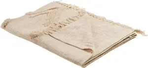 Cotton Throw Blanket Beliani 130 x 180 cm beige FATEHPUR