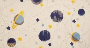 Bērnu kokvilnas paklājs Beliani LANGSA 80 x 150 cm, galaktikas motīvs, daudzkrāsains