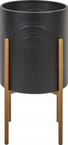 Металлический горшок на подставке Beliani SEROTINA 32×32×58 см чёрный