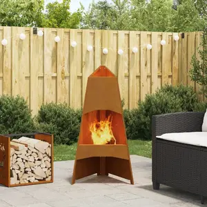 Уличный костровой очаг VidaXL из коррозионной стали corten, большой, прочный