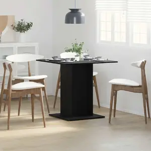Ēdamistabas galds VidaXL 80×80×75 cm melnā ozola salīmēta koksne