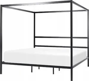 Металлическая кровать с балдахином Beliani LESTARDS 180 x 200 см чёрная – металлический каркас, балдахин