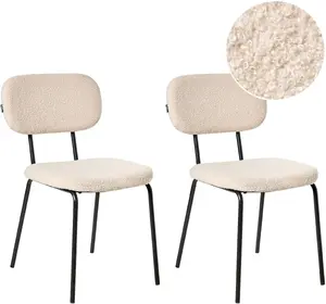 Chair set Beliani ADAIR Bouclé Beige – 2-piece dining chairs set