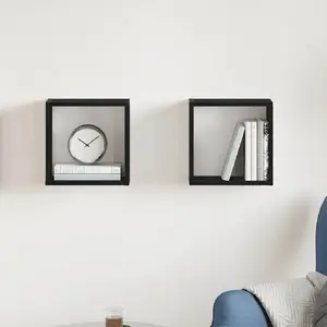 Настенные кубические полки VidaXL 2 шт., черный дуб, 30x15x30 см