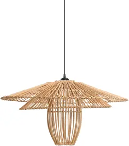 Pakaramā lampa Beliani BOTIJAS Rattan Natural - pakaramais gaismeklis ar dabīga rotangpalmas abažūru