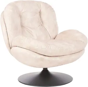 Office swivel chair Beliani NOLVIK, light beige velour upholstery, ergonomic rotating seat