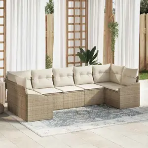 Outdoor dining set VidaXL 7-piece with cushions, beige and cream