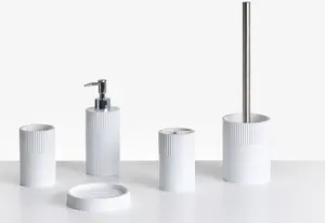 Bathroom accessory set Beliani SEPAHUA 5-piece, white