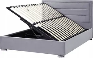 Кровать с ящиком Beliani Rouen 160 x 200 см велюр тёмно‑серый