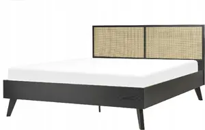 Раттановая кровать Beliani MONPAZIER 160 x 200 см черная