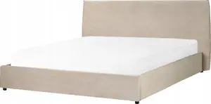Кровать с ящиком Beliani LAVAUR 180 x 200 см велюровая бежево-серая