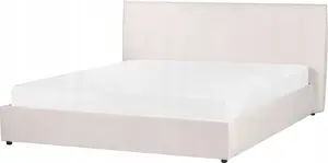 Кровать с ящиком Beliani LAVAUR 180 x 200 см велюр слоновая кость