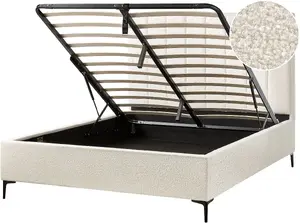 Кровать с ящиком Beliani SEZANNE 160 x 200 см, букле, слоновая кость