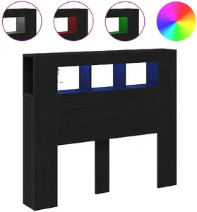 Изголовье VidaXL 120 см с LED, черный дуб, MDF и ДСП