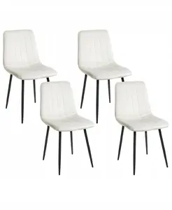 Dining chair set Beliani KALISPELL, 4-piece, velour upholstery, off-white