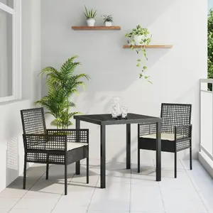 Садовый стул VidaXL, модель 42003445, полиротанг черный и кремовый, 53 x 60 x 85 см