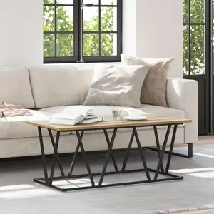 Coffee table VidaXL Artisan 100×50×40 cm, engineered oak top and metal frame