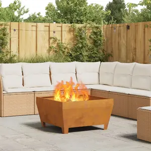 Уличный очаг VidaXL модель 858945 из стали corten, размеры 80 x 80 x 43 см