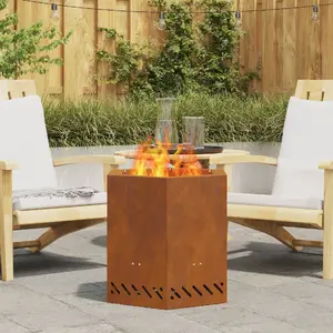 Uguns trauks VidaXL Ognisko brūns 48×48×51 cm sešstūrains novecināts tērauds
