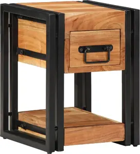 Bedside cabinet VidaXL model 4016710 Brown solid acacia wood with iron frame 30 x 30 x 40 cm